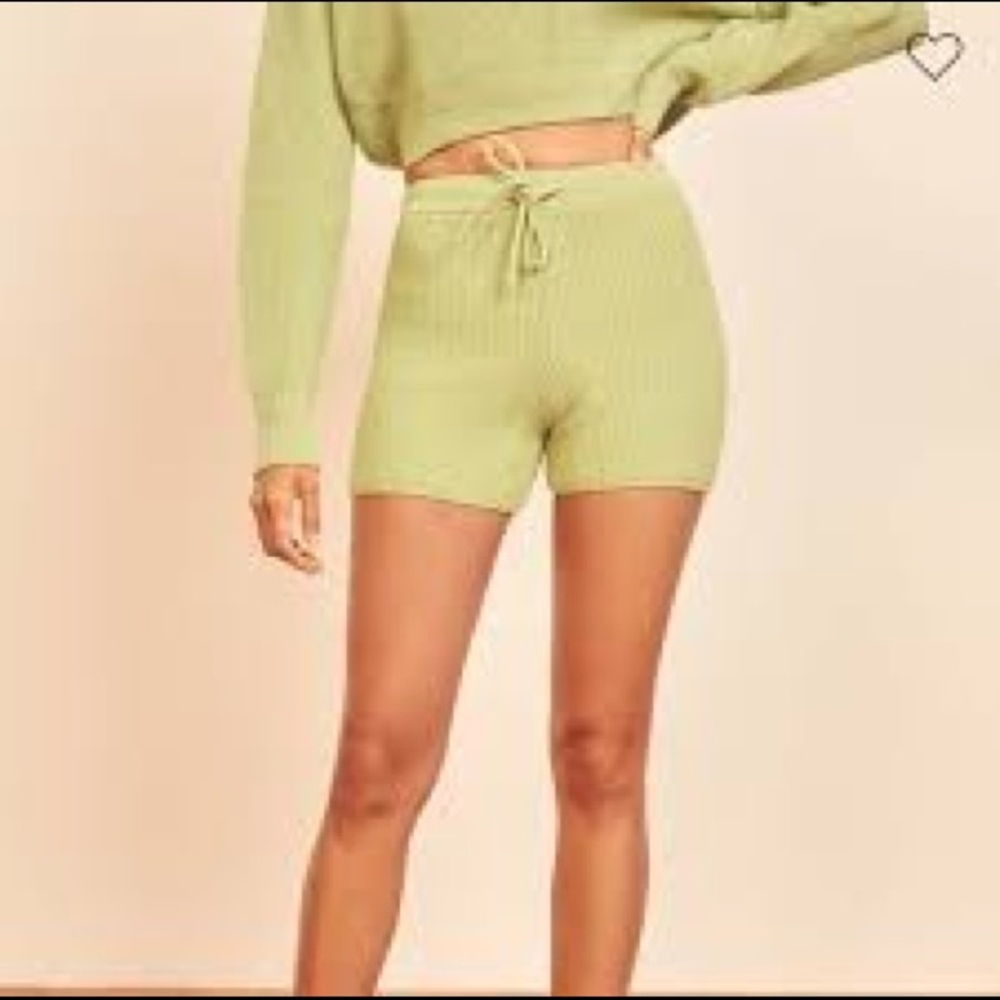 REFORMATION Sanzo Tie Waist Knit Shorts in Zest size XL